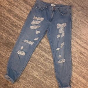 Forever 21 distressed high waist mom jeans